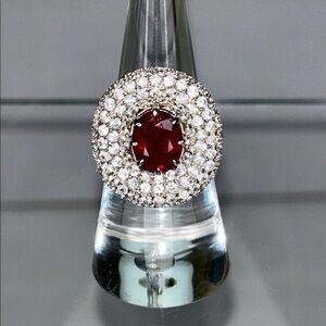 NWOT Genuine Ruby White Topaz Gemstone Gold Plated Sterling Silver Designer Ring